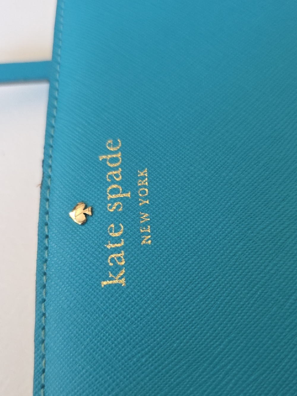 kate spade Bright Turquoise Saffiano Leather Wallet with Gold Logo